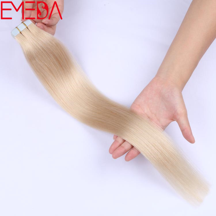 White blonde color 60 virgin cuticle tape human hair extensions suppliers EMEDA yj275
